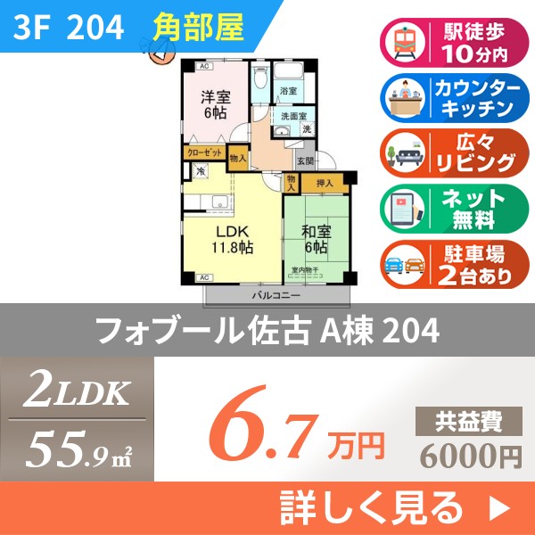 フォブール佐古 A棟 204