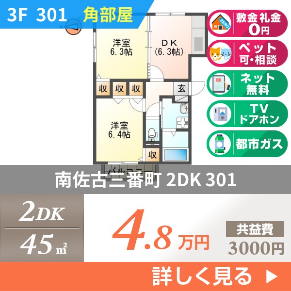 南佐古三番町 3階建マンション 2008年築 301