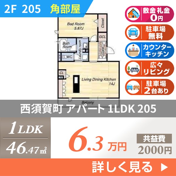 西須賀町 3階建アパート 2009年築 205
