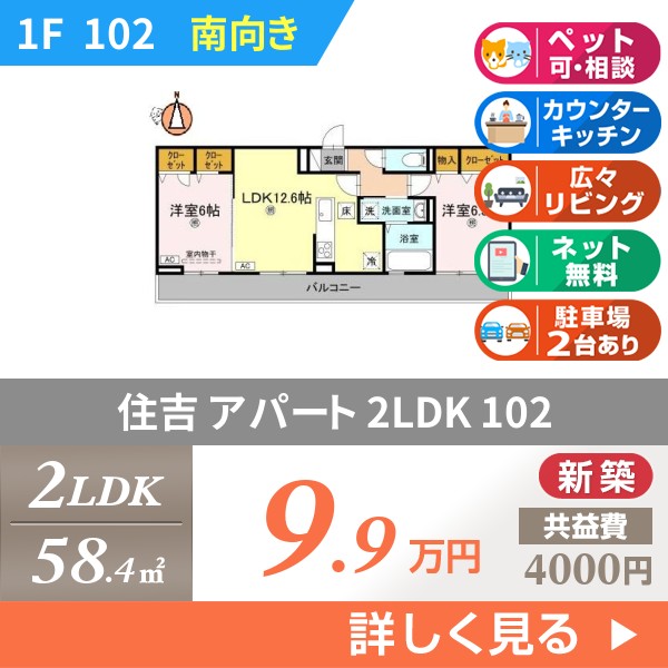 住吉 3階建アパート 2025年築 102