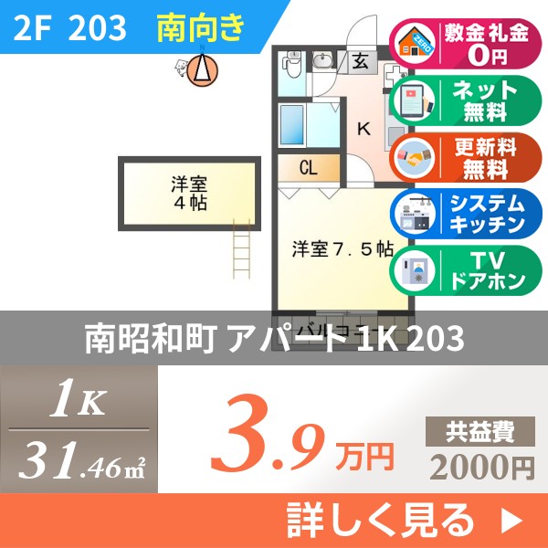 南昭和町 2階建アパート 2003年築 203