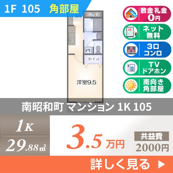南昭和町 3階建マンション 2001年築 105