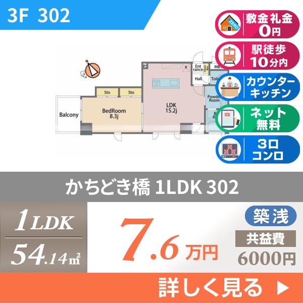かちどき橋 8階建マンション 2023年築 302