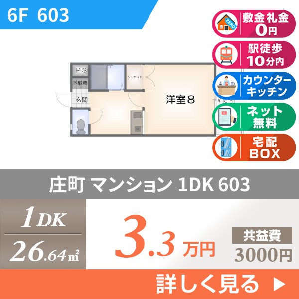 庄町 7階建マンション 1997年築 603