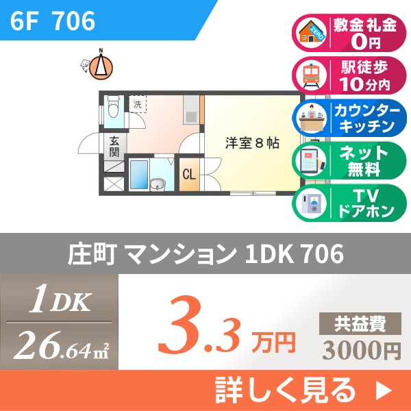 庄町 7階建マンション 1997年築 706