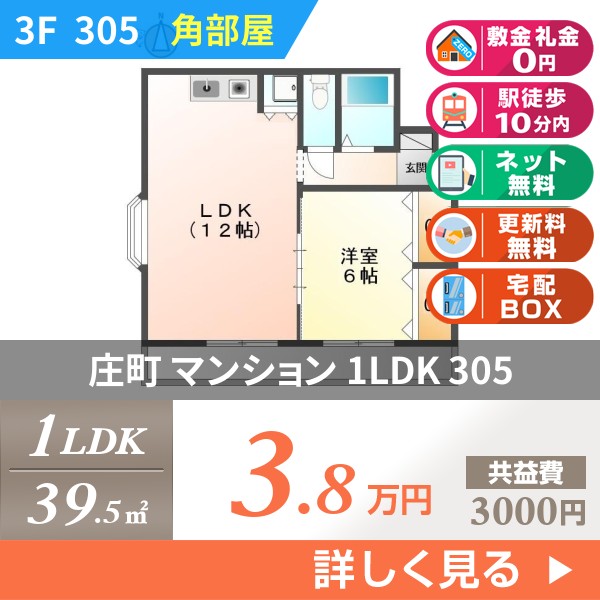 庄町 3階建マンション 1990年築 305