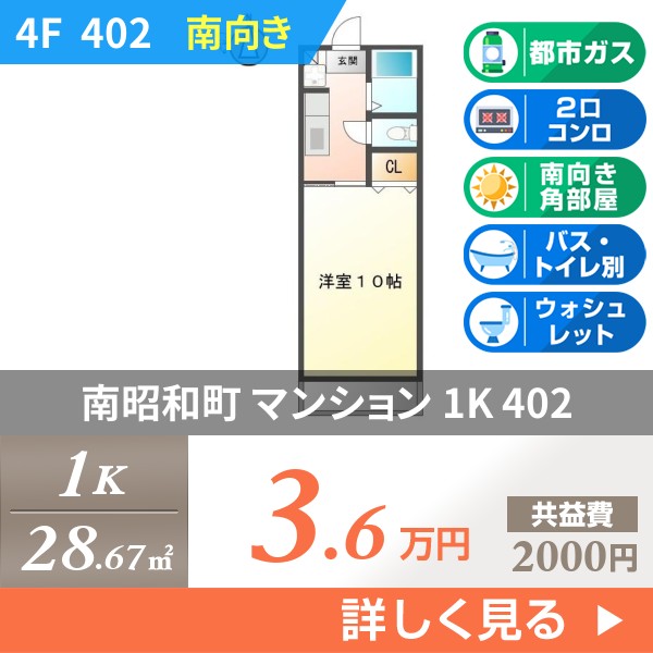 南昭和町 4階建マンション 1996年築 402
