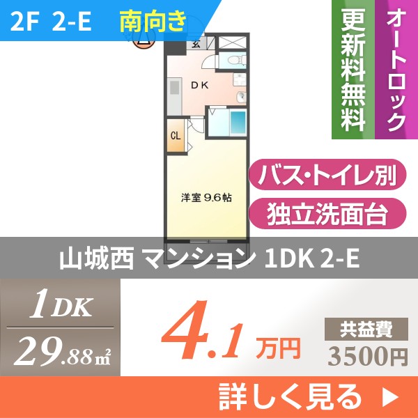 山城西 マンション 1DK 2-E