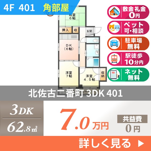北佐古二番町 4階建マンション 1997年築 401