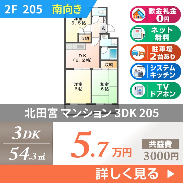 北田宮 4階建マンション 1989年築 205