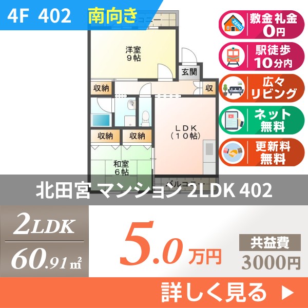 北田宮 4階建マンション 1985年築 402
