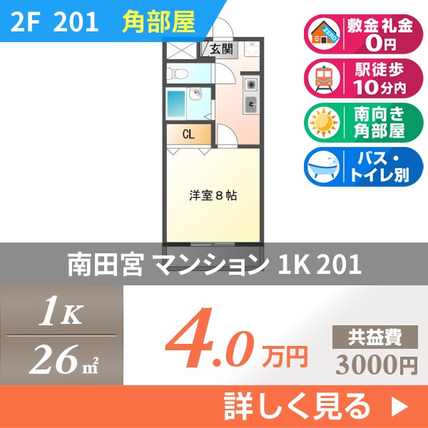 南田宮 3階建マンション 1995年築 201
