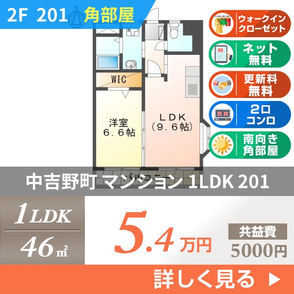 中吉野町 マンション 1LDK 201