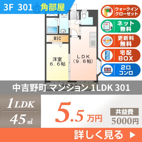 中吉野町 6階建マンション 2002年築 301