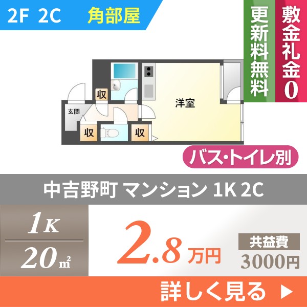 中吉野町 マンション 1K 2C