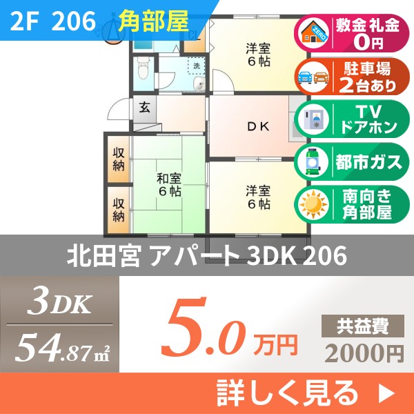 北田宮 2階建アパート 1998年築 206