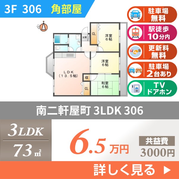 南二軒屋町 4階建マンション 1983年築 306