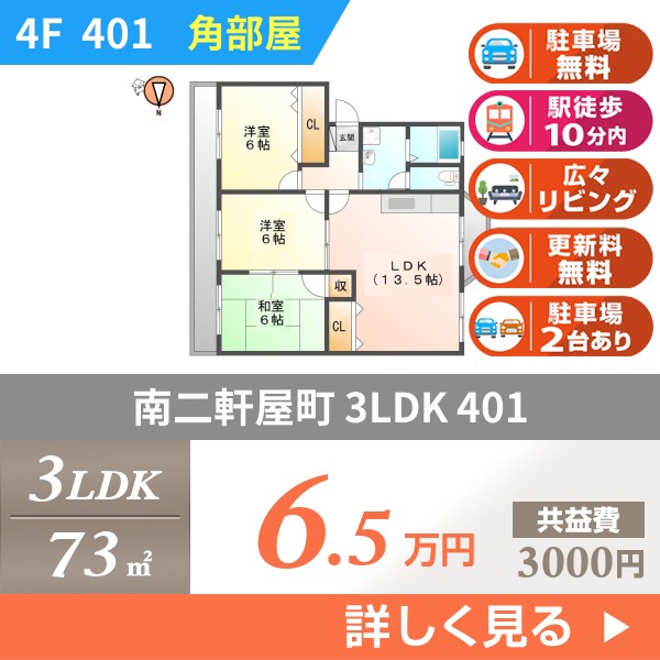 南二軒屋町 マンション 3LDK 401