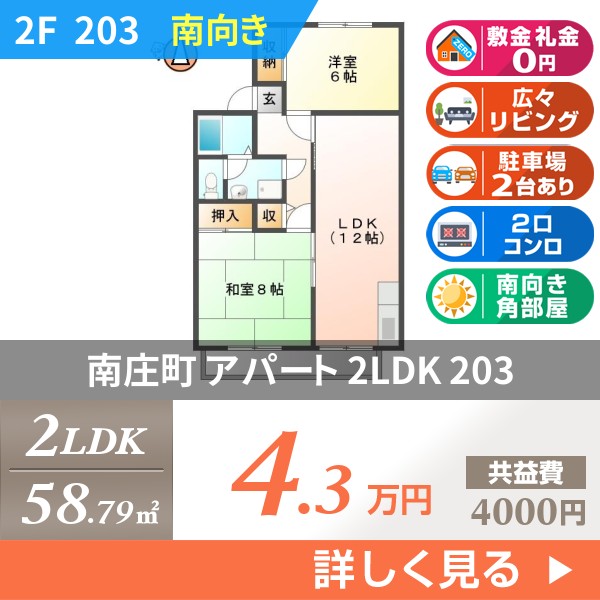 南庄町 2階建アパート 1993年築 203