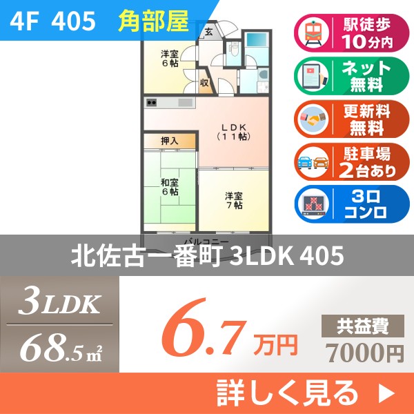 北佐古一番町 5階建マンション 1995年築 405