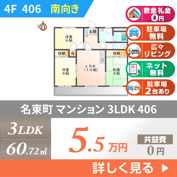 名東町 4階建マンション 1996年築 406