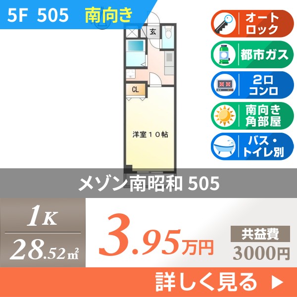 南昭和町 マンション 1K 505