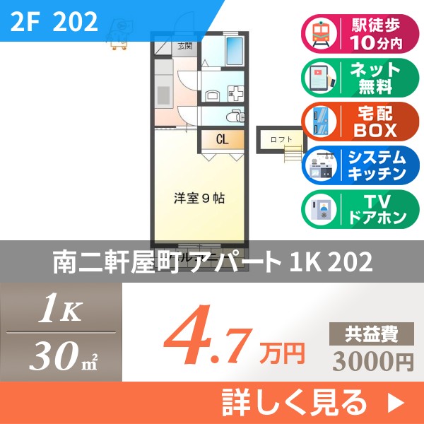 南二軒屋町 アパート 1K 202