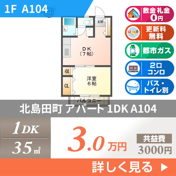 北島田町 アパート 1DK A104