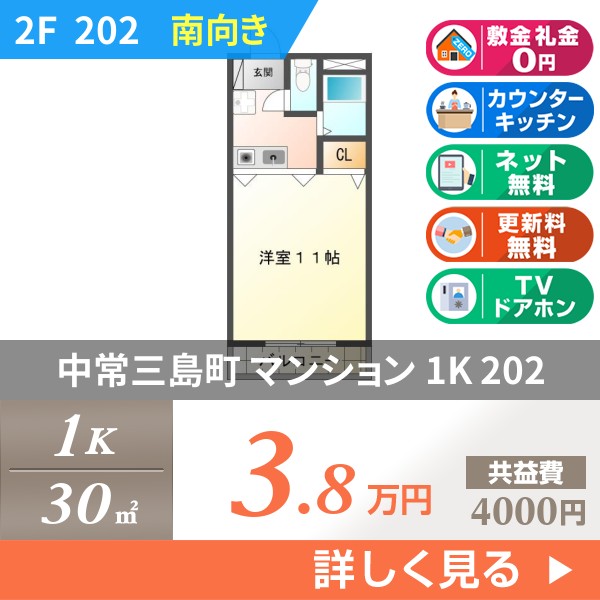 中常三島町 4階建マンション 1998年築 202