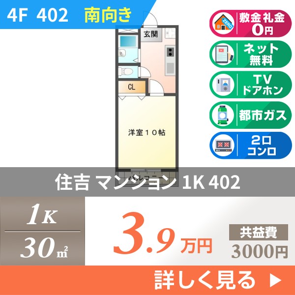住吉 4階建マンション 1993年築 402
