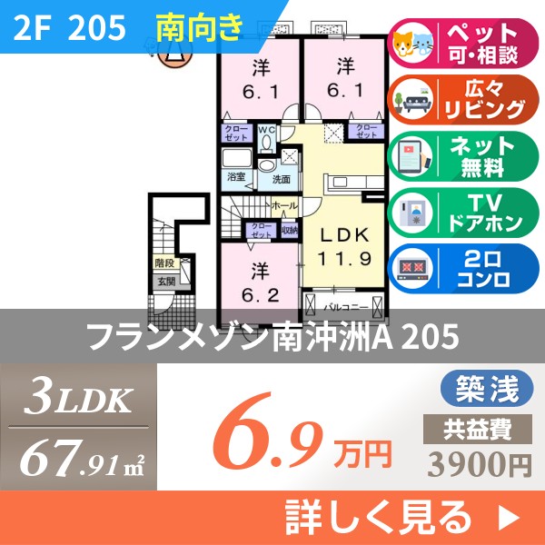 フランメゾン南沖洲A 205