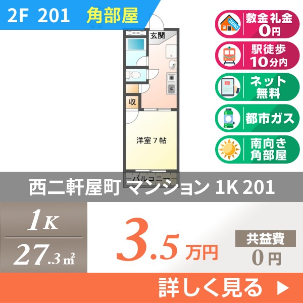 西二軒屋町 3階建アパート 1996年築 201