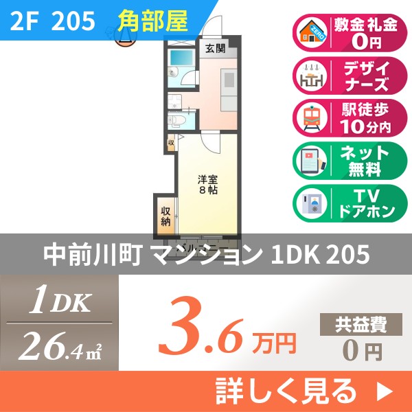 中前川町 3階建マンション 1987年築 205