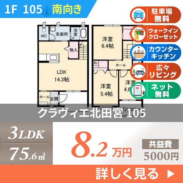 クラヴィエ北田宮B 105