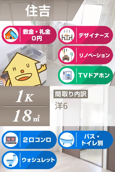 住吉 マンション 1K 203のお部屋の特徴