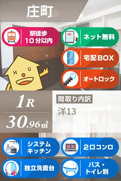 庄町 マンション 1R 408のお部屋の特徴