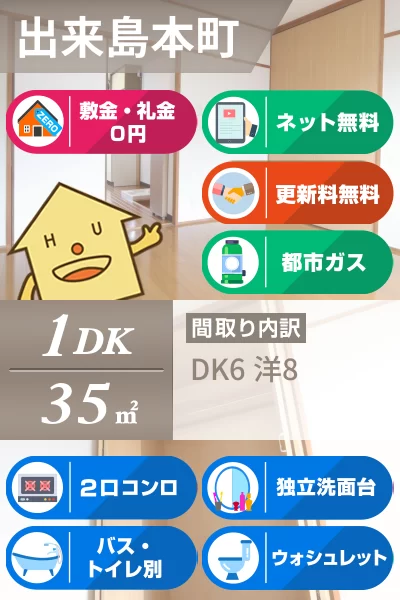 出来島本町 マンション 1DK 202のお部屋の特徴