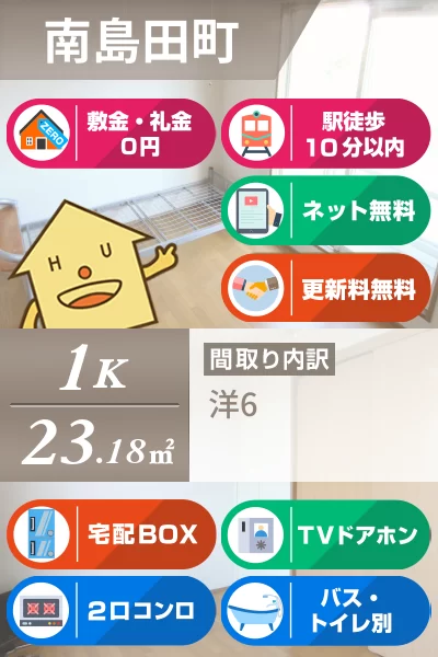 南島田町 アパート 1K 205のお部屋の特徴