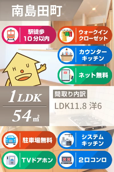南島田町 マンション 1LDK 105のお部屋の特徴
