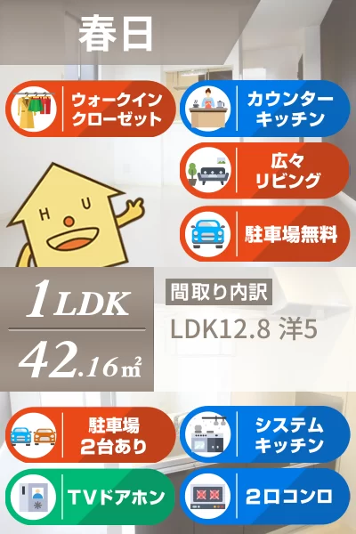 リブライフ春日 201のお部屋の特徴
