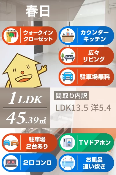 リブライフ春日 202のお部屋の特徴