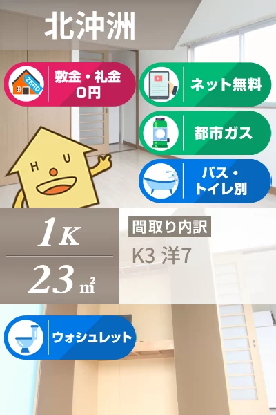 北沖洲 マンション 1K 203のお部屋の特徴