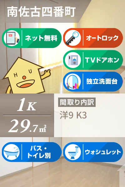 南佐古四番町 マンション 1K 301のお部屋の特徴