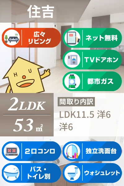 セジュール住吉II 101のお部屋の特徴