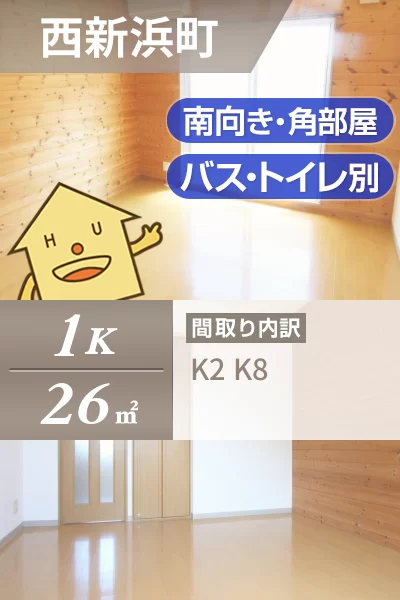 西新浜町 アパート 1K 202のお部屋の特徴