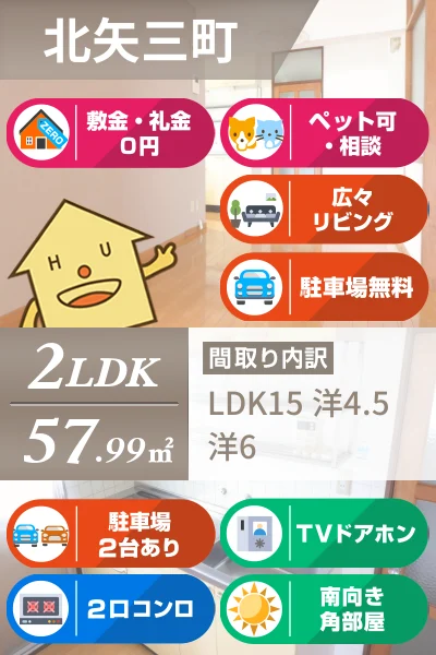 北矢三町 マンション 2LDK 301のお部屋の特徴