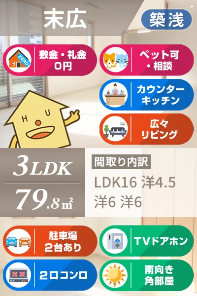 リブライフ末広III Eのお部屋の特徴