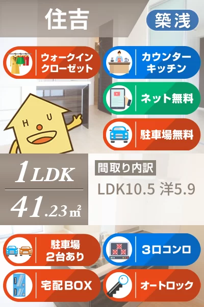 ベレオアトリエール住吉 103のお部屋の特徴