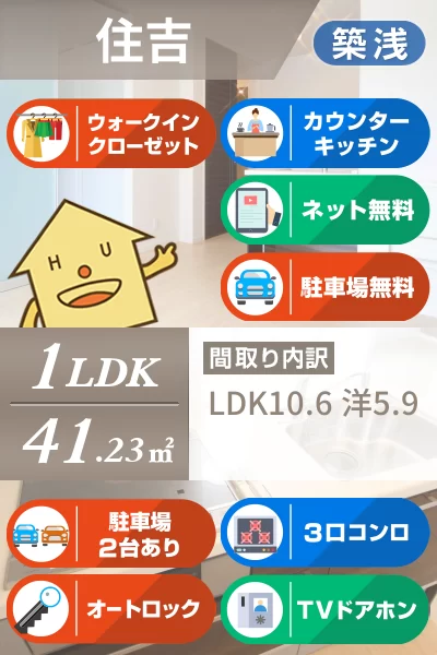 ベレオアトリエール住吉 202のお部屋の特徴