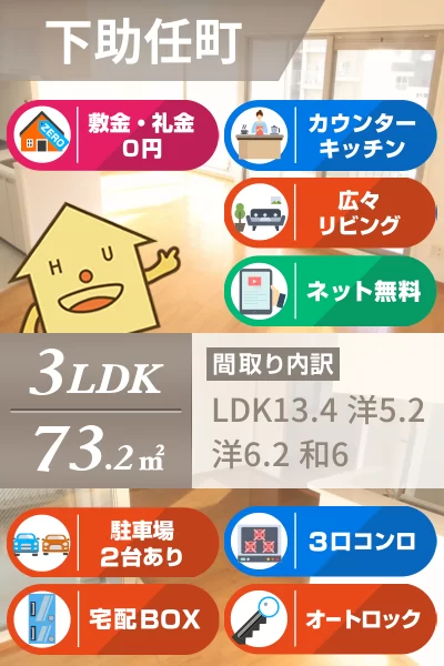 下助任町 マンション 3LDK 601のお部屋の特徴